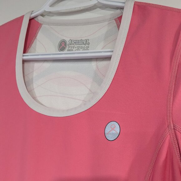 Running Room Pink Ribbon Breast Cancer Dri-Fit Top Pink White Size Small - Picture 2 of 4